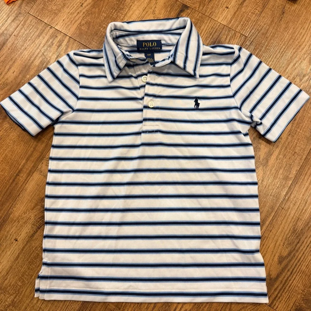 Polo Ralph Lauren Kids Shirts Bundle 5pc Size 4T Orange White Striped Polos Tees - Picture 5 of 16